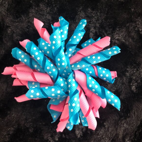 Bright Pink & Blue Korker Bow   HANDCRAFTED - Picture 3 of 3